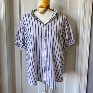 Striped short sleeved button down